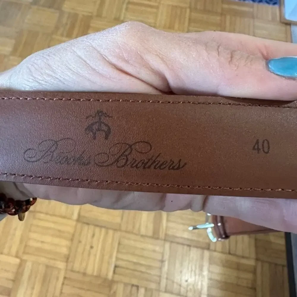 Brooks Brothers 1818 Brown Leather Dress Belt Silver Buckle Made in Italy 40